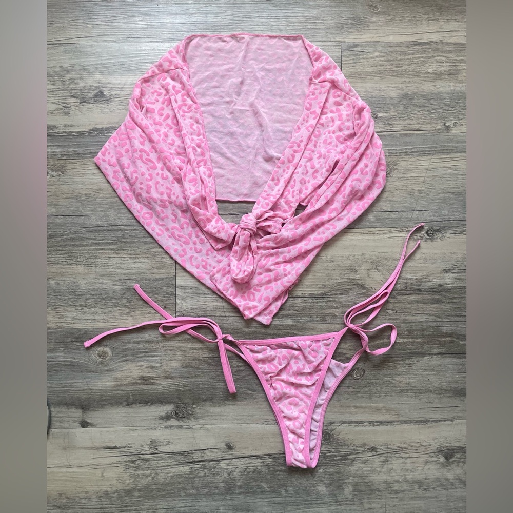 Pink cheetah print two-piece set